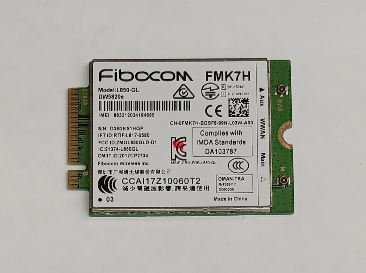 

Dell FMK7H DW5820e Mobile Broadband 4G LTE M2 WWAN Card - WCDMA - 450 Mbps