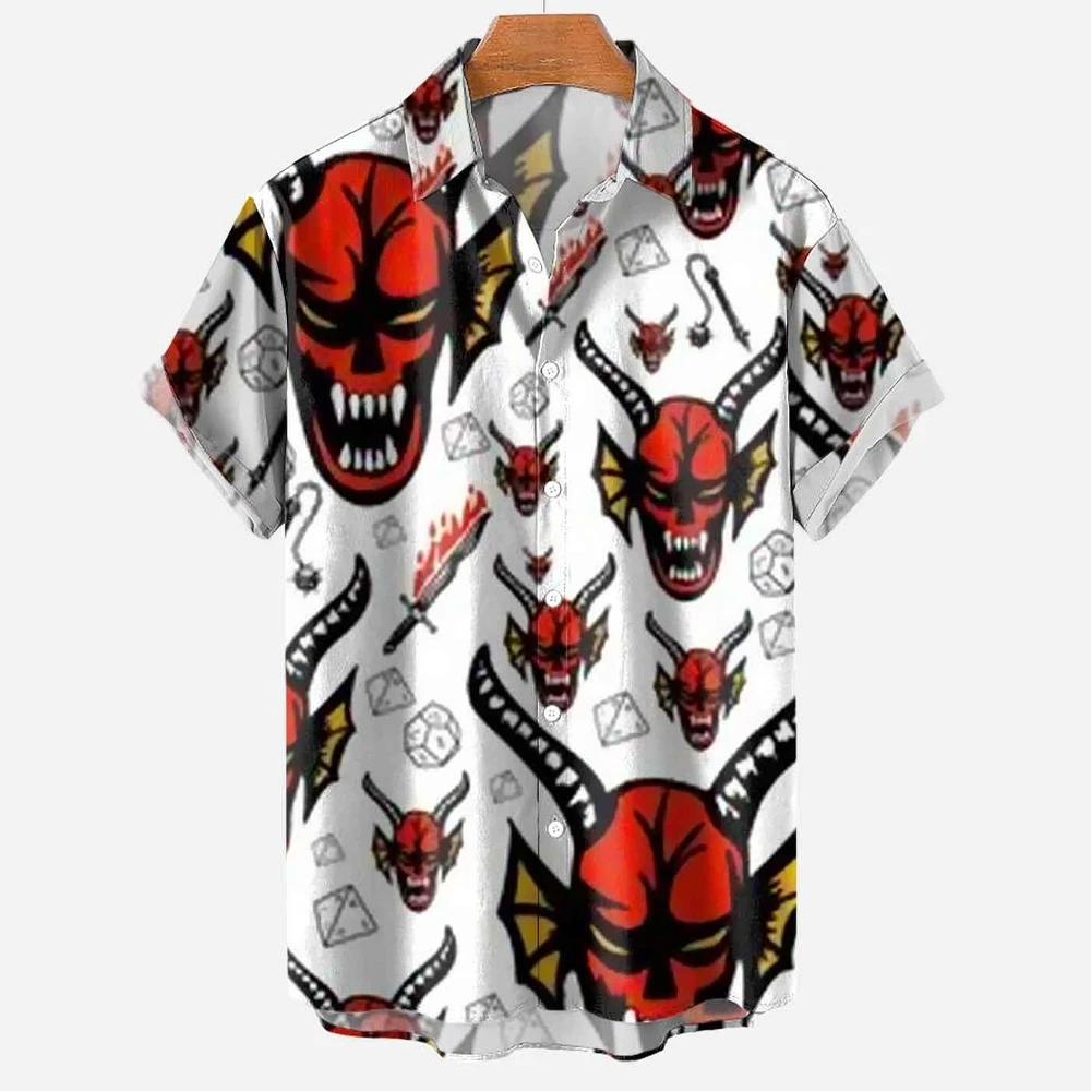 

Men's 3D Skull Party Hawaiian Shirt Casual Loose Breathable Summer Streetwear Short Sleeve Beach EU Size