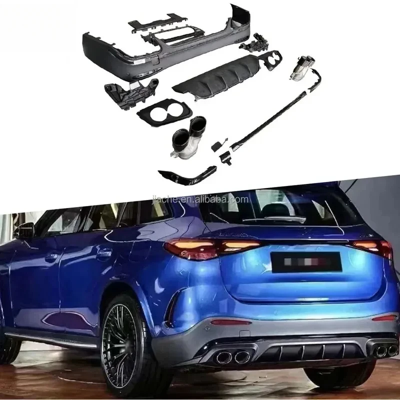 

ABS Rear Bumper Lip Diffuser With Black Exhaust Tips Body Kits X254 GLC260 GLC300L SUV GLC63 2023-2024 Car Styling