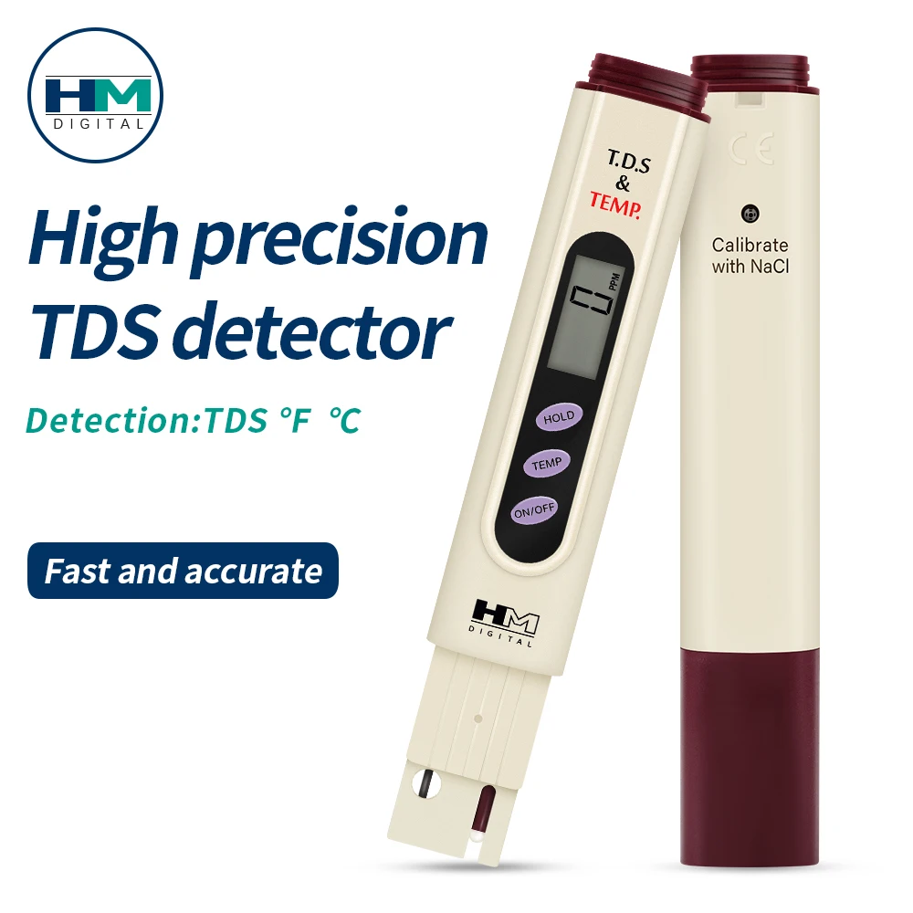 

TDS Meter Water Quality Tester Pen Drinking Water TDS Temp Meter 0-9990ppm 0-80℃ Water Quality Detector With LCD Screen