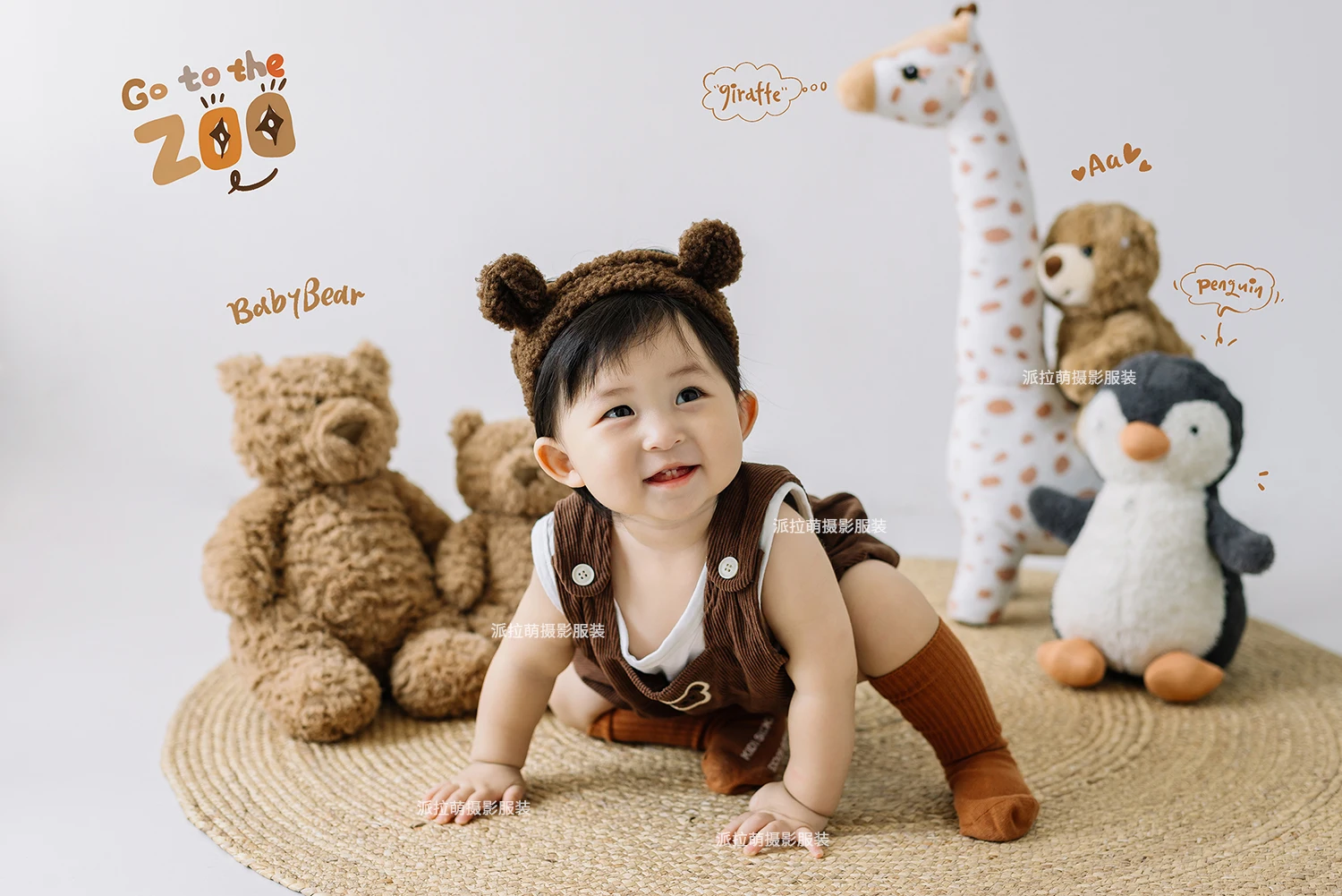 

Тема животных друзей, плюшевый мишка, вышивка Ha Yi сто дней, старая фото одежда, студийное фото 아기 코스프레 아기 코스 presentation 되고품소