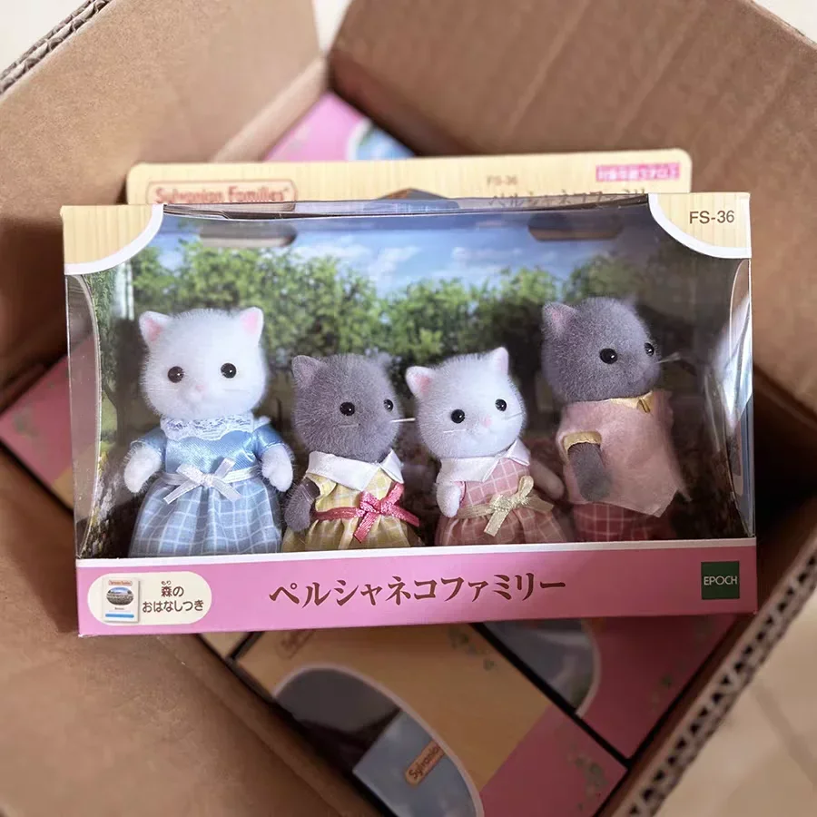 Sylvanian Families Action Figures Sea Otter Family Set Girl Toy Seal Family Doll Rabbit Wide Eared Fox Persian Cat Family Toys