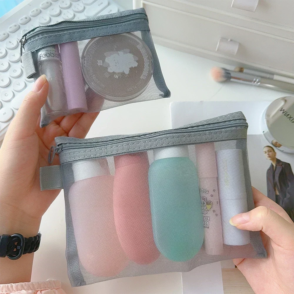 1/12 قطعة أكياس مستحضرات التجميل الشفافة الصغيرة الكبيرة حقيبة مستحضرات تجميل سوداء المحمولة السفر أدوات الزينة المنظم حالة أحمر الشفاه كيس التخزين