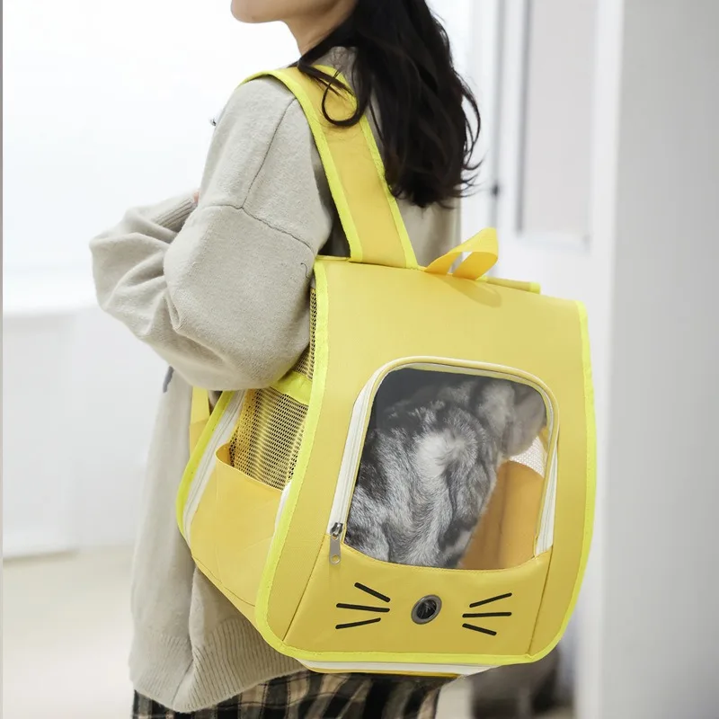 Pet Cat Carrier Bag Cat Backpack Outdoor Breathable Portable Shoulders Bag for Cats Small Dogs Transport Carrier