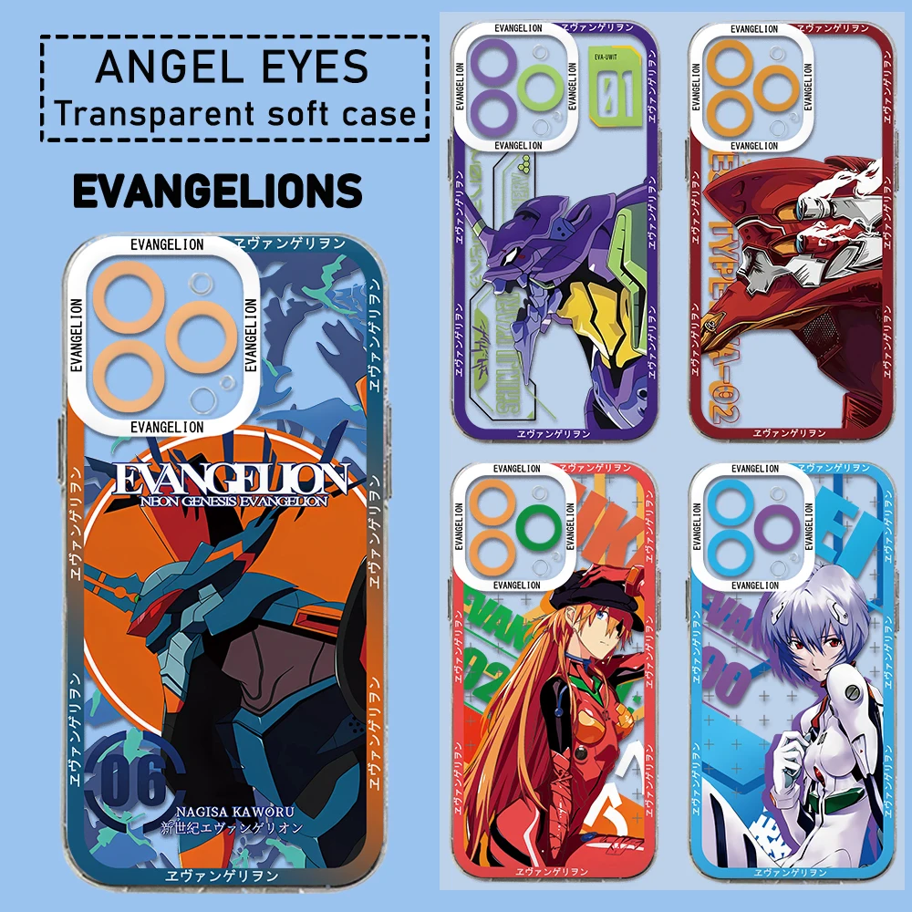 Anime GENESISES EVANGELIONS EVAS Phone Case For iPhone 15 14 13 12 11 Mini Pro Max X XR XSMax 6 7 8 Plus SE20 Transparent Cover