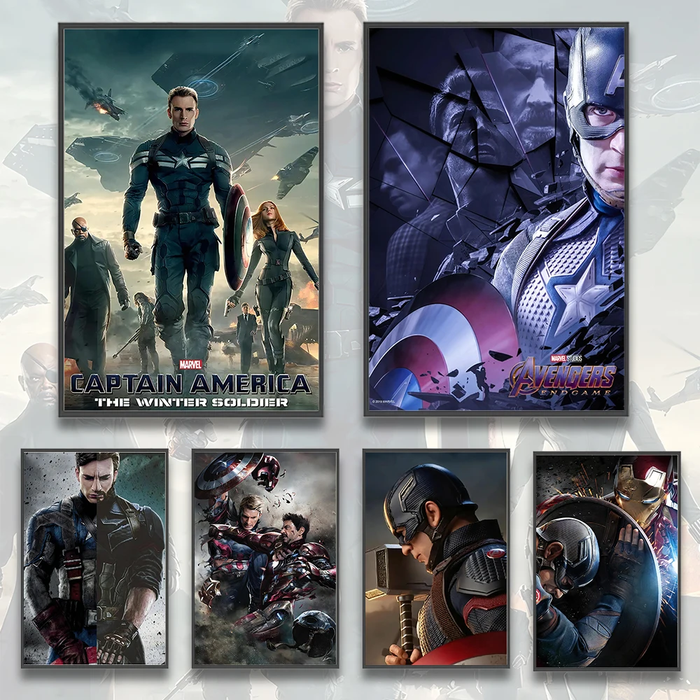 

Self-adhesive Poster HD Decor Marvel Captain America Movie Wallpaper Figures Wall Art Bedroom Home Decoration Painting Pictures