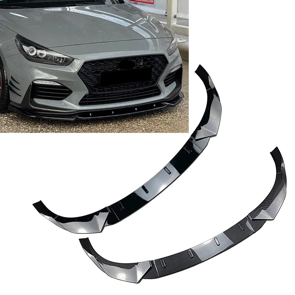 

3Pcs Car Front Bumper Spoiler Splitters Lip Body Kit For Hyundai I30N MK3 Hatchback 2017 2018 2019 Glossy Black/Carbon Fiber