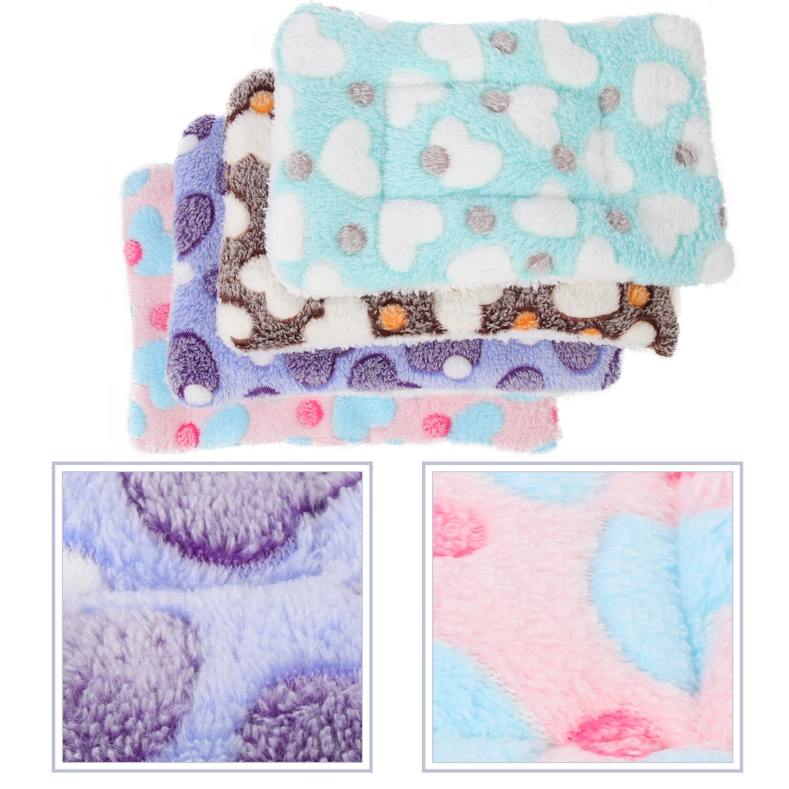 

4 Pcs Lining Pet Mat Bedding for Small Animals Coral Fleece Hamster Sleeping Pad