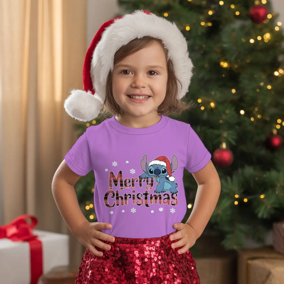 لطيف غرزة عيد ميلاد سعيد الجرافيك تي شيرت الفتيات الفتيان احتفالي عطلة حفلة هدية الاطفال ملابس طفل الكرتون القطن المحملة الأعلى #5