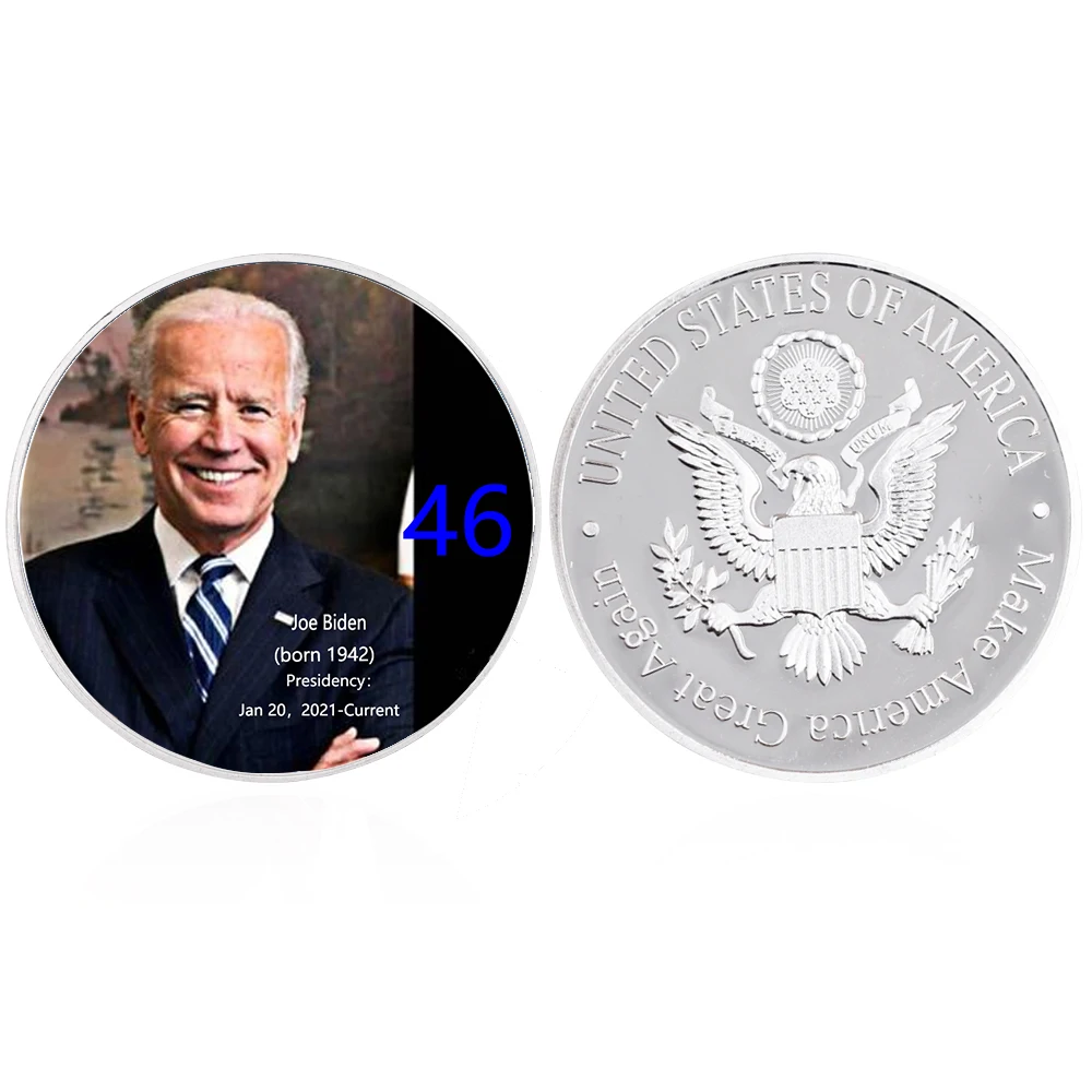 New 46 US Presidents Commemorative Coins Silver Plated Badges Craft Commemorative Coins Collectibles Gifts