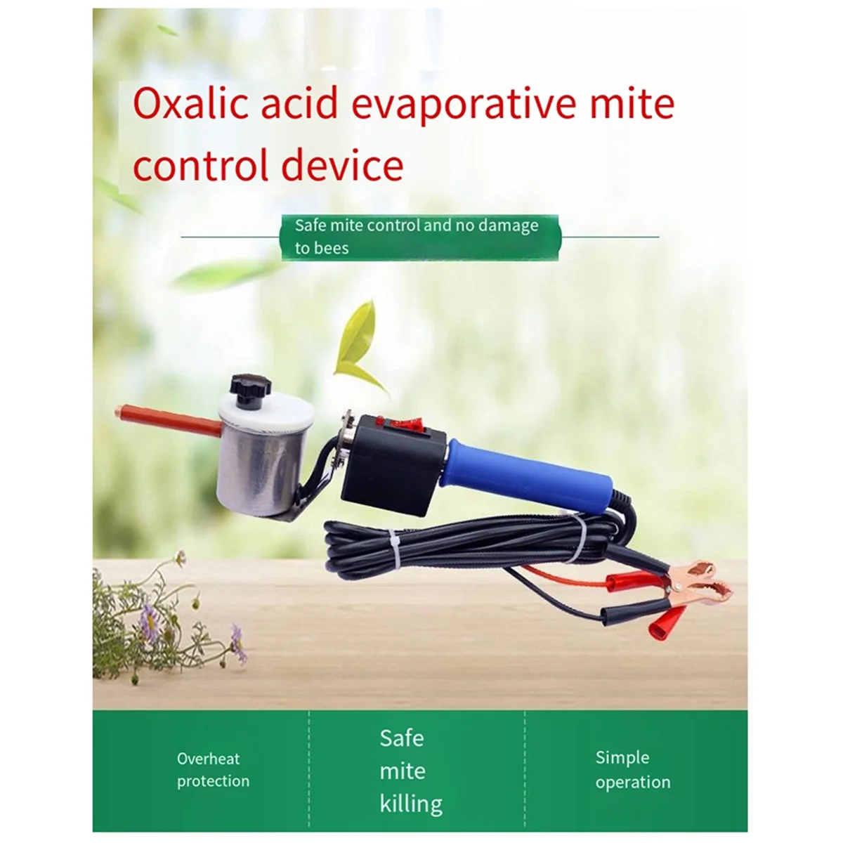 Evaporador de ácido oxálico mejorado, atomizador de abejas y ácaros, evaporador de puerta de nido de abejas y acaricida con calefacción eléctrica