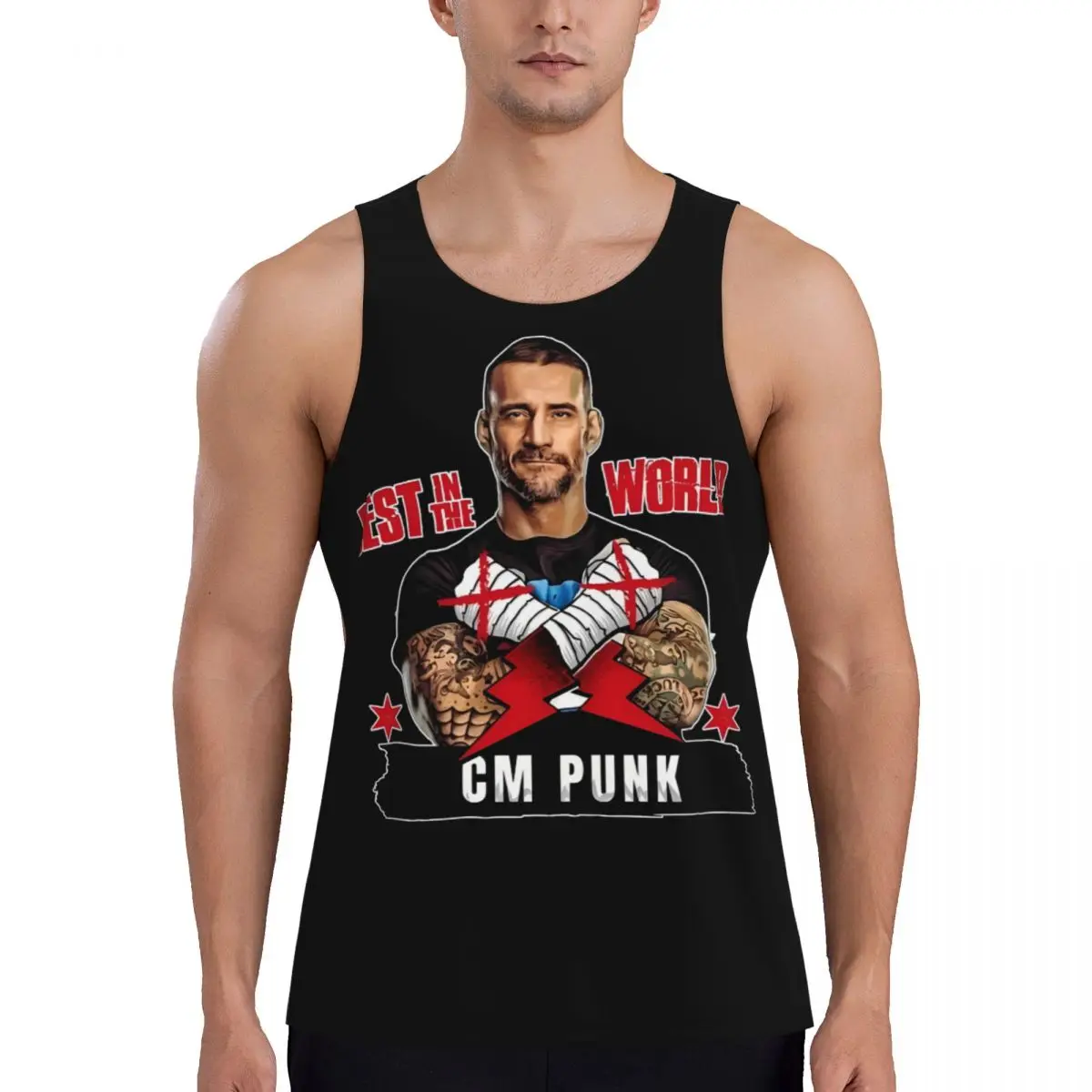 

Cm Punk Best In The World Бодибилдинг Топы с принтом Мужской жилет Мужские майки Борцовский тренажерный зал Фитнес Спортивная одежда