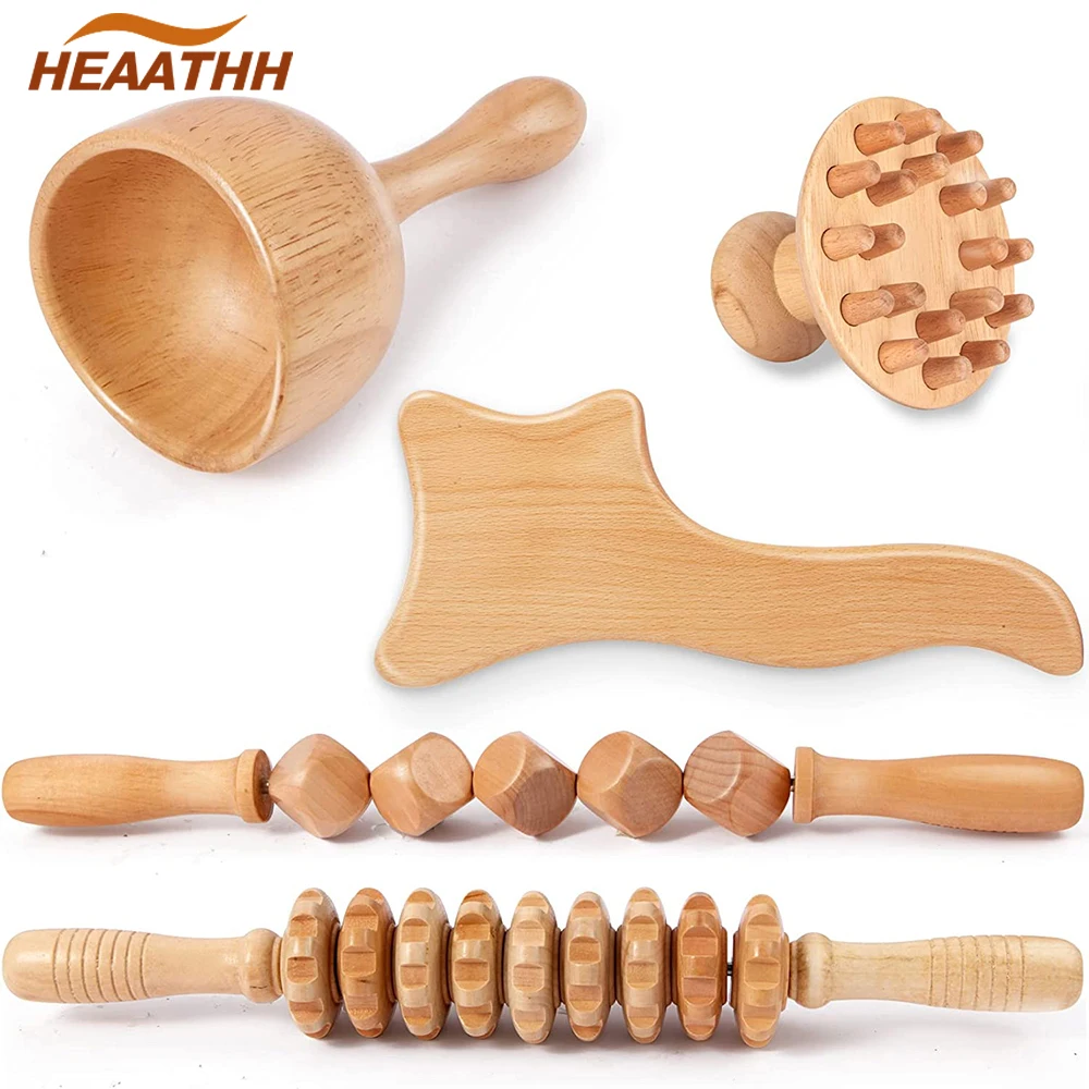 

Maderotherapy Kit Wood Therapy Massager Set Full Body Contour Massage Anti Cellulite,Wooden Roller Lymphatic Drainage Tool Set