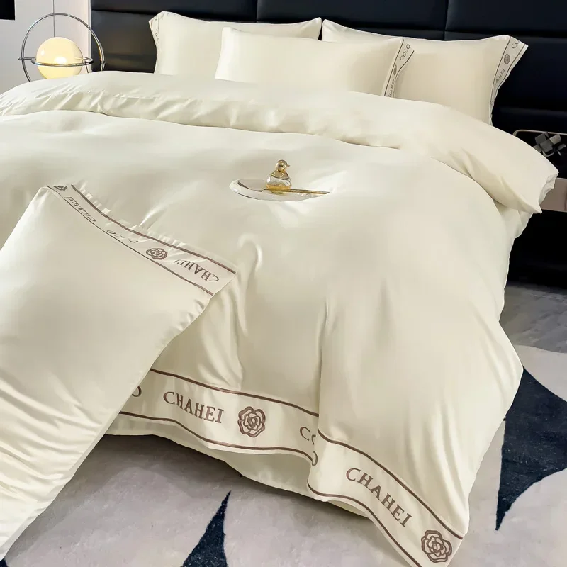 Silk Like Satin Bedding White Duvet Cover Set Soft Lightweight Polyester Satin Comforter Cover Hotel Silky Bedding Sets Queen