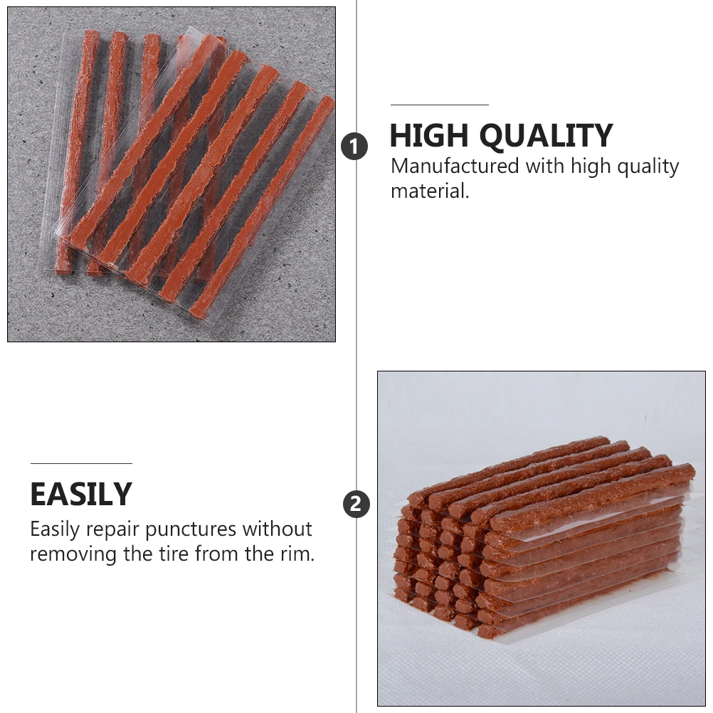 

100Pcs Tire Repair Strings High Strips Quick Vulcanizing Tire Puncture Repair for Car Motorcycle Truck