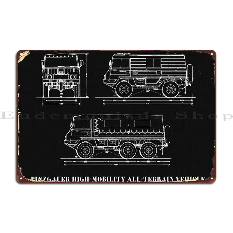 Pinzgauer High Mobility Metal Signs Cinema Classic Wall Mural Design Wall Cave Tin Sign Poster