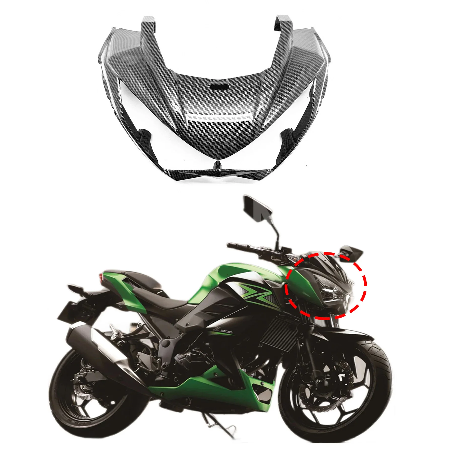 

Fairing Kit Fit For Kawasaki Z250 2013-2018 Z300 2014-2017 Upper Cowling Front Headlight Side Cover Panel Windshield Windscreen