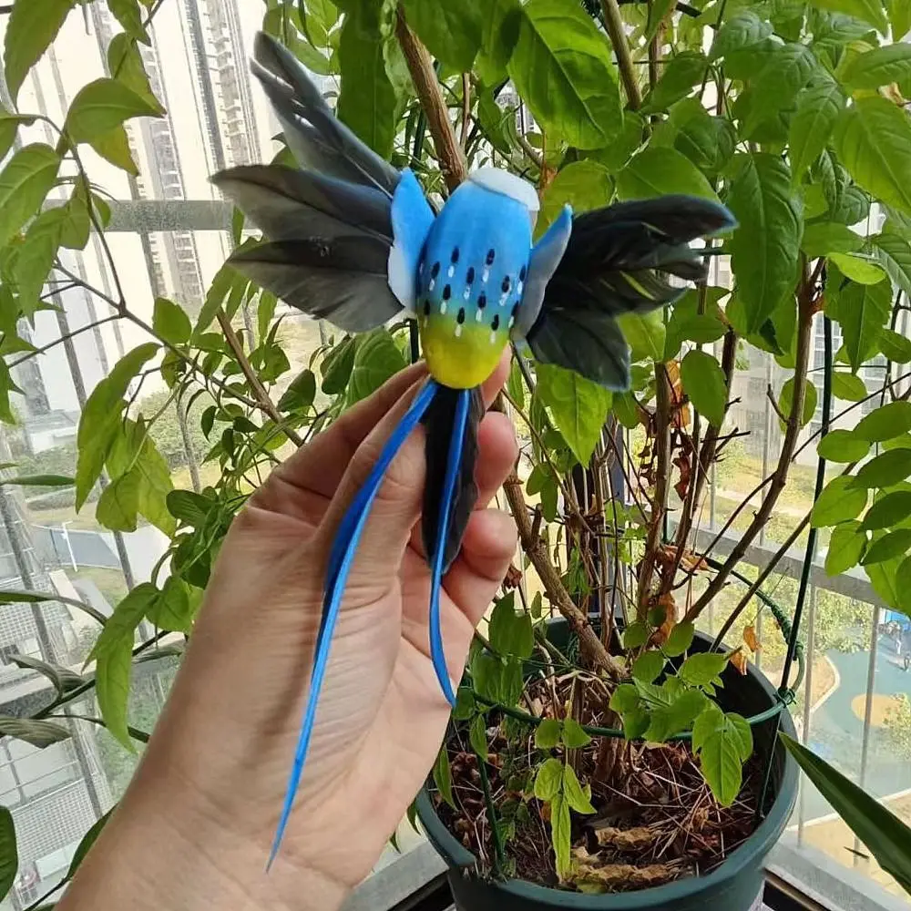 6 قطعة سهلة لتزيين ريشة اصطناعية محاكاة تمثال الطيور اللوحة 6 ألوان الطائر الطنان الملونة لطيف الطيور الشكل حديقة #5