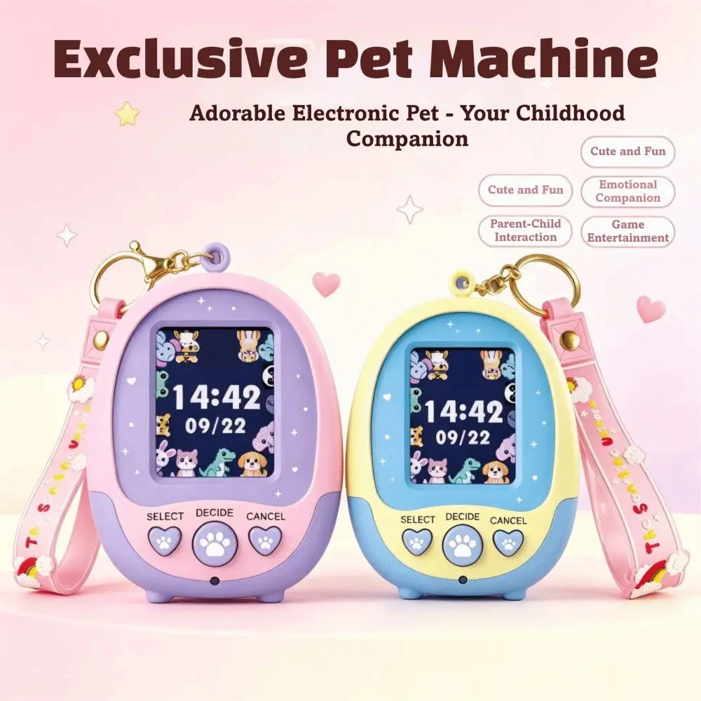 Color Screen Virtual Pet Keychain Mini LCD Screen Electronic Pet Machine Educational Electronic Pet Game Console Birthday Gift