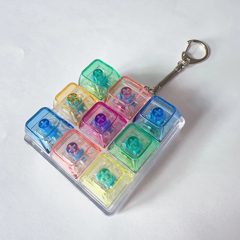 9 Keys Keyboard Keycaps Keychain Fidget Toy Anti-Anxiety Point Keycaps Party Stress Relief DIY Keycaps Toy Keyboard Caps