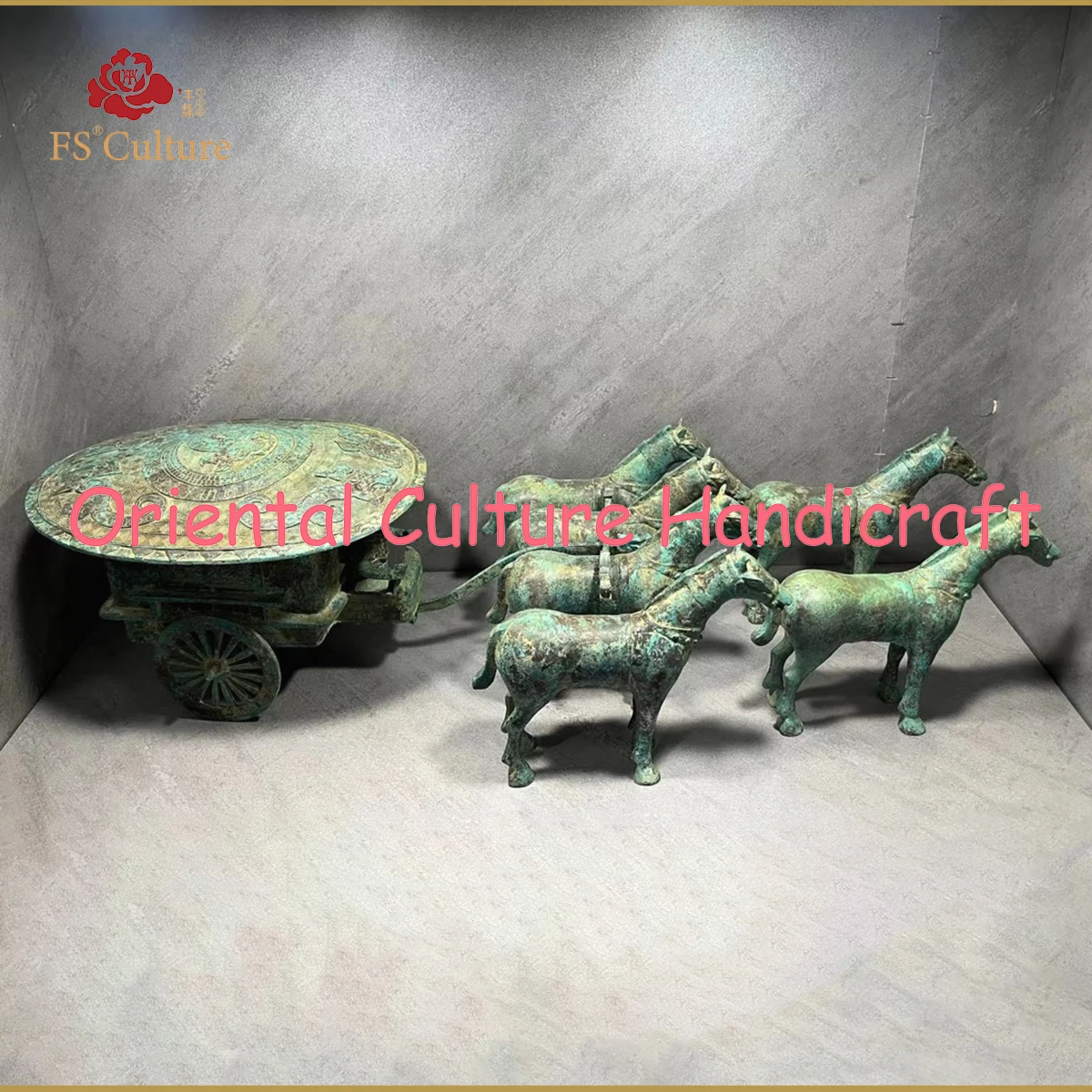 Ancient Chinese Zhou Dynasty Bronzes,The Emperor Drives Six Horses To Pull A Cart,Handicrafts, Ornaments, High-End Cultural Gift