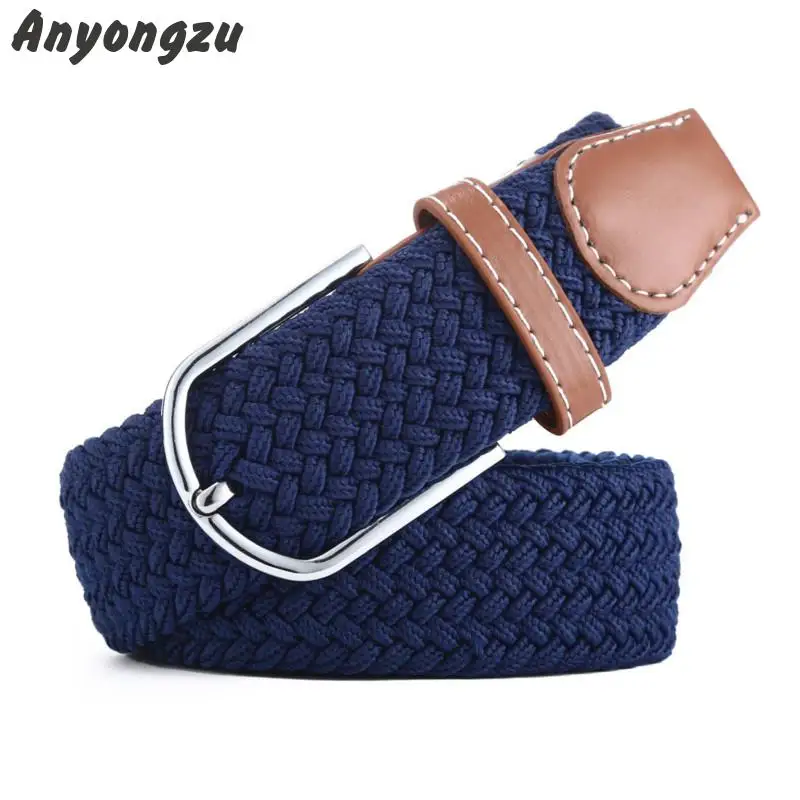 

Candy Color Canvas Knitted Elastic Needle Buckle Men Women Waistband Personality Fashionable Breathable No Hole Student Belt