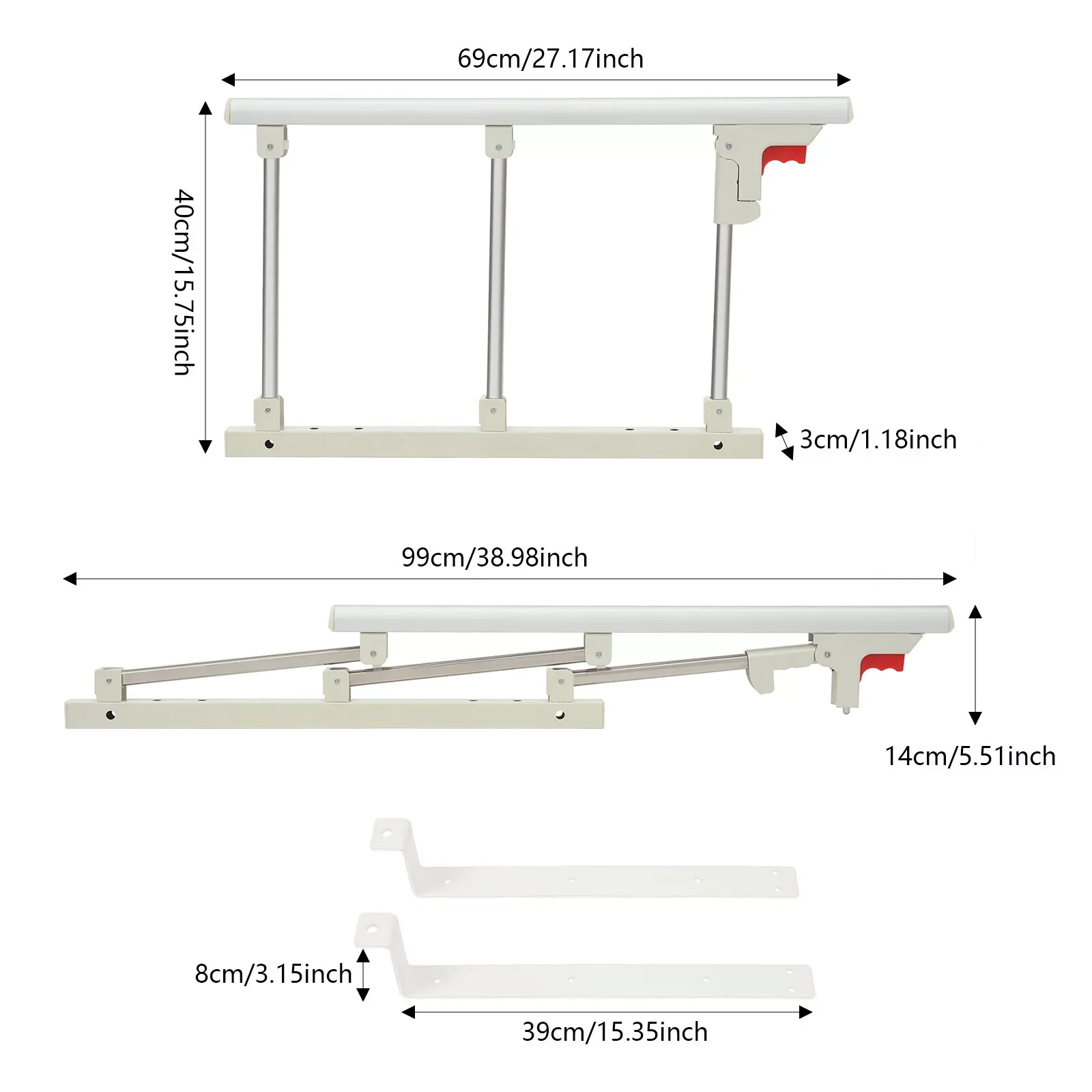 Bed Safety Railing Enhances Bedside Safety Rail  Foldable Bed Safety Rail for Bedrooms Hospitals Rehabilitation Centers