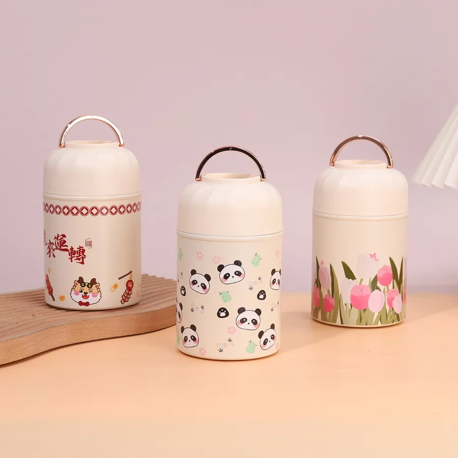 

New high-quality printed stainless steel multifunctional thermos flask with handle, portable large-capacity water cup