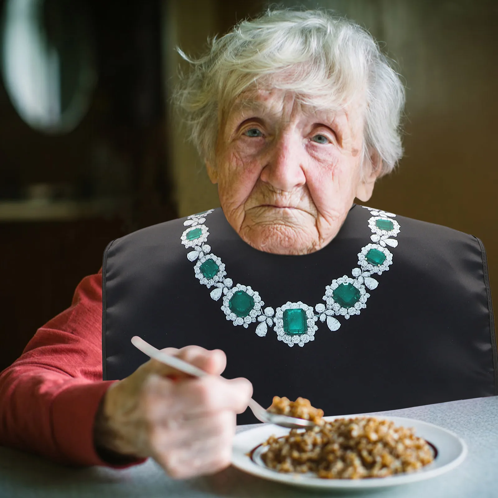 

Adult Waterproof Bib Long-Lasting Soft Fabric Easy Clean Dining Protector for Seniors Handicap Reusable Meal Bib for Adults