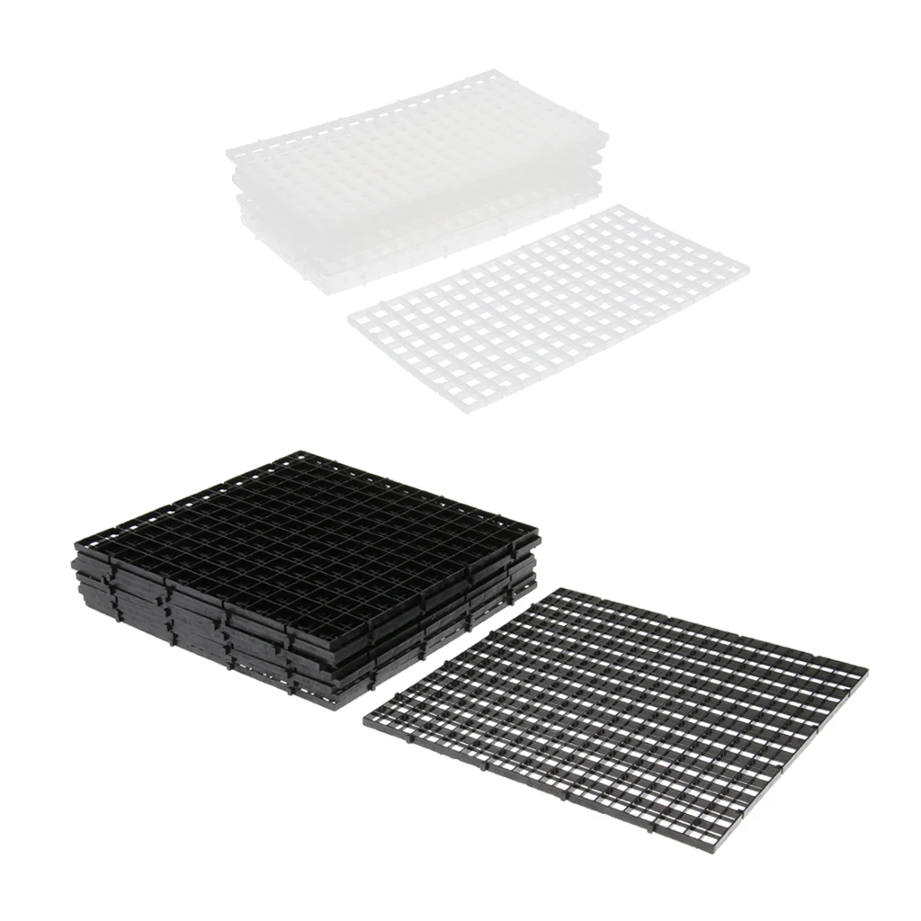 10 Pcs Aquarium Fish Tank Isolation Plate Divider Filter Patition Board Net Plastic Separation Divider Board Black Transparent