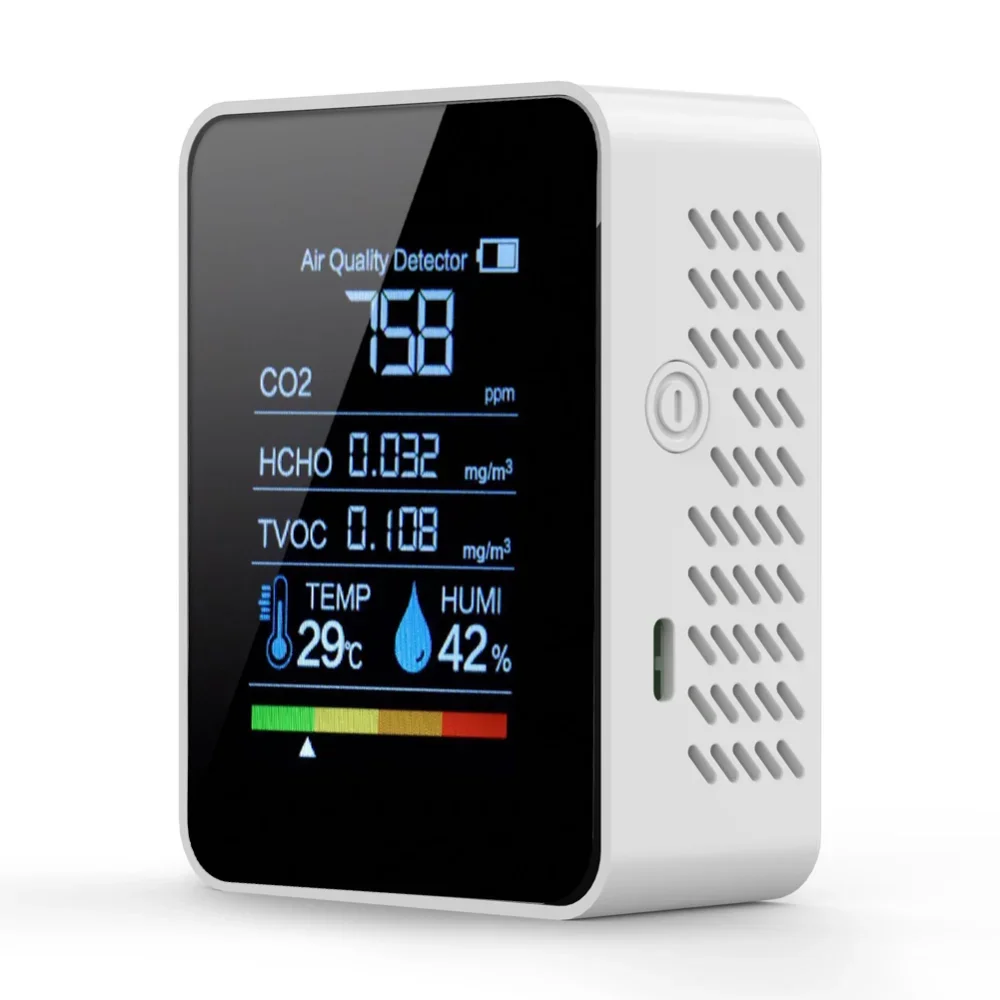 

Digital Air Quality Monitor CO2 Detector HCHO TVOC Tester Temperature Humidity Tester CO2 Meter USB Air Quality Monitor Indoor