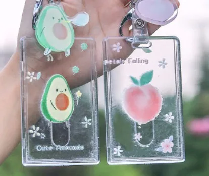 

1 Piece Cute Cartoon Korean Fashion ID Card Holder for Girl Kpop Photocard Cover Case with Keychain Office School Supplies