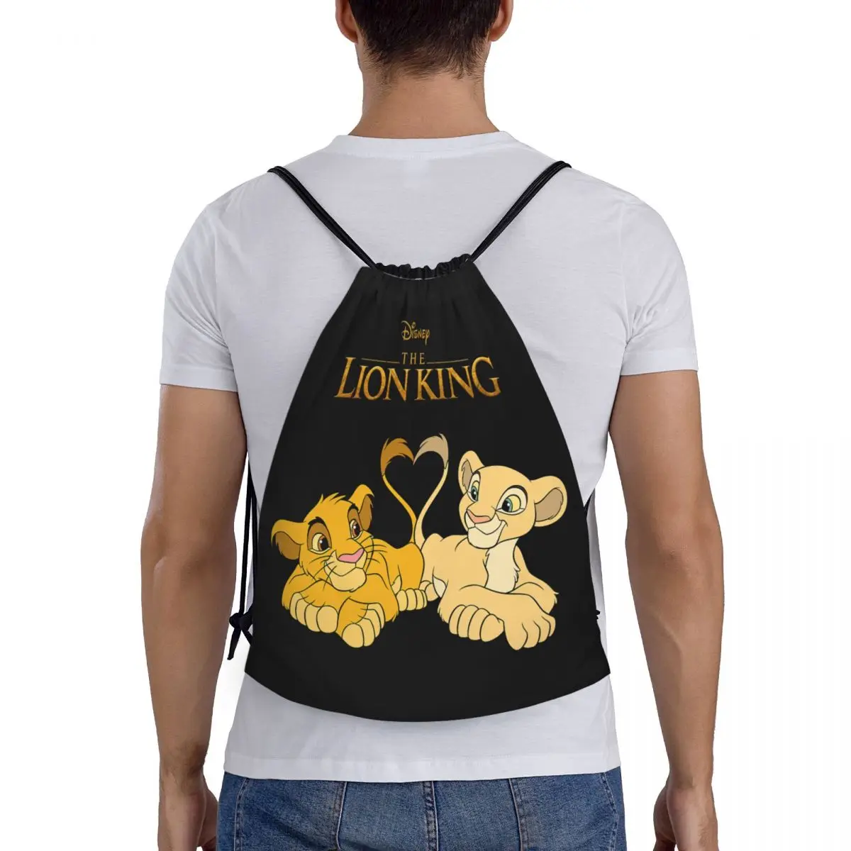 Personalizzato The Lion King Simba e Nala zaino con coulisse borse uomo donna leggero palestra sport Sacks Sacks per l\'allenamento