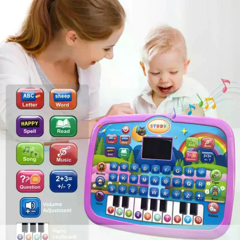 1 stks verjaardag kerstcadeaus kinderen educatief led-scherm verlichting tablet speelgoed voor leeftijd 3 + geletterdheid wiskunde muziek leren machine