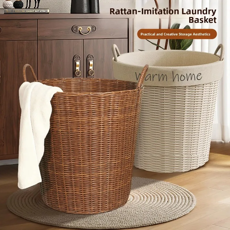 Large Capaci Wier Basket Dir Clothes Hamper Home Use Simulation Vine Weaving High Aesthetic Value Storage Buet