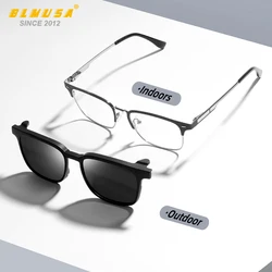 BLMUSA 2025 New Magnetic Clip on Glasses For Men Driving Fishing Polarized Sunglasses Women Myopia Custom Prescription Glasses