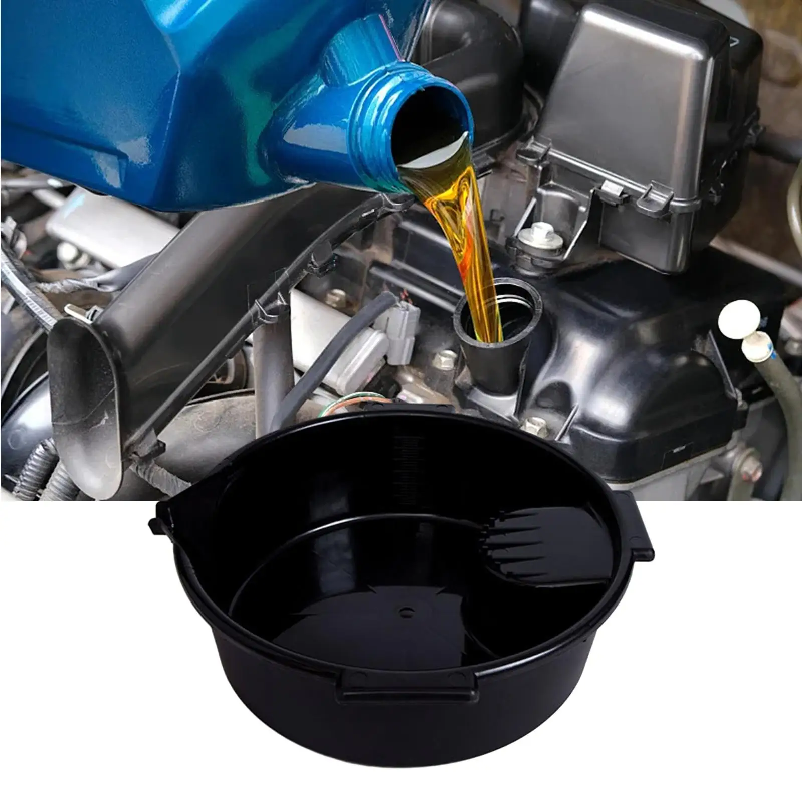 Contenedor de drenaje de aceite de 6L, lavabo receptor, fácil limpieza para reparaciones de automóviles, camiones, motocicletas, cacerola de cambio de aceite ligera, recipiente de drenaje de combustible