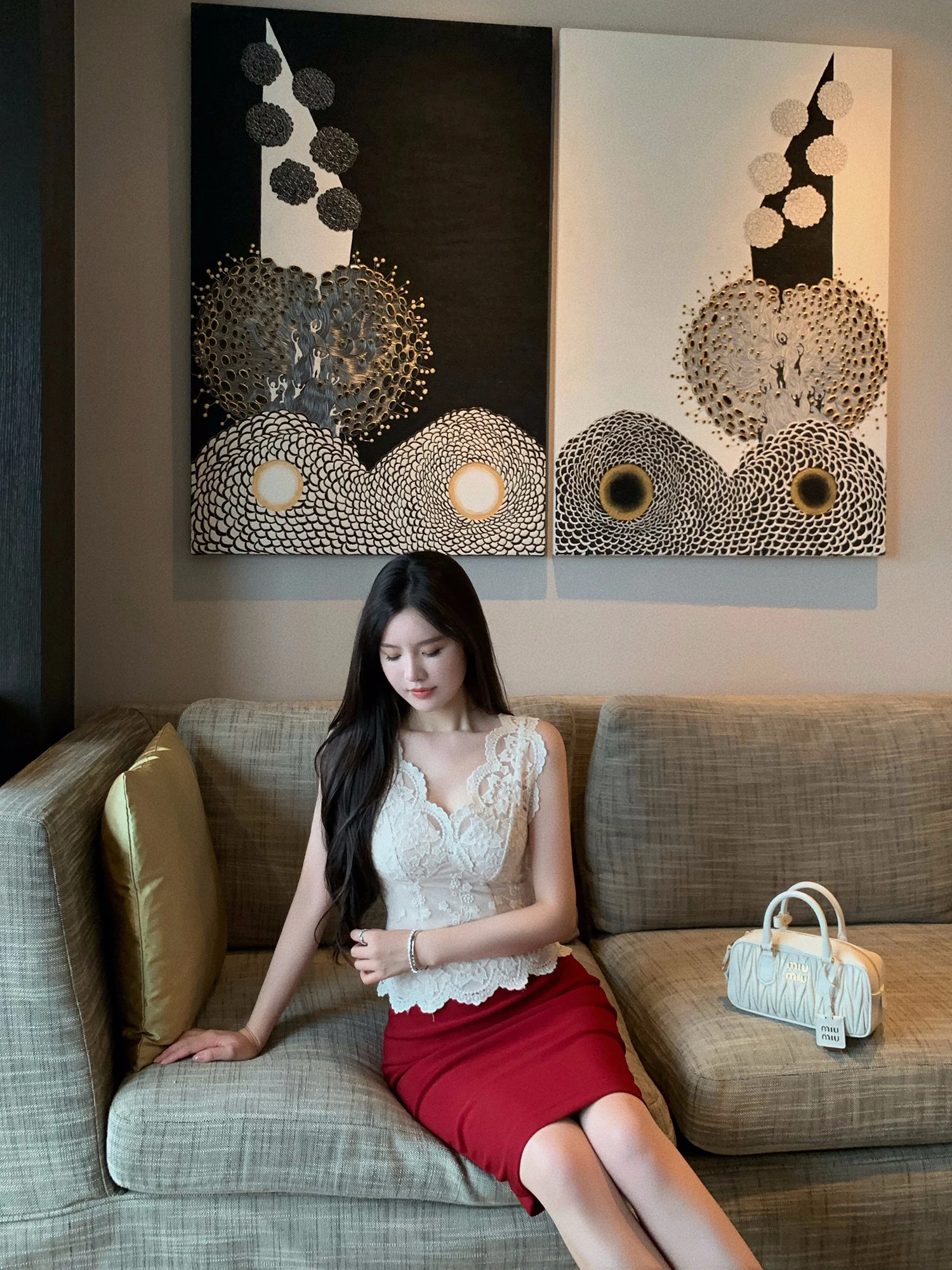 

Ele Classic Embroidered Lace Crop Top Slim Fit Tank Vest by the SWAN Casual Sle Cotton Nylon Blend Women's Outerwear