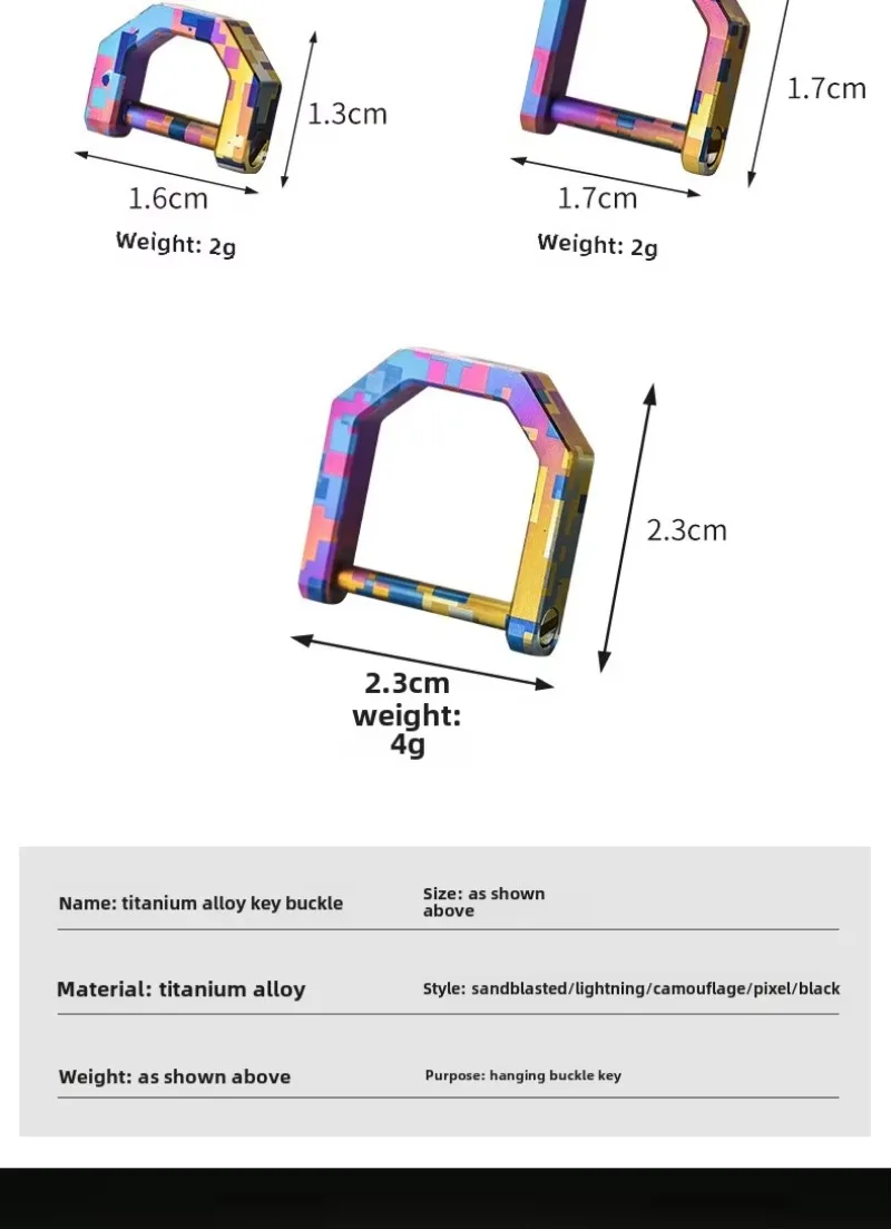 Titanium D Ring, High Quality Detachable Key Ring, Colorful Design, Metal D-Ring Accessory for Luggage, Backpack & Bags