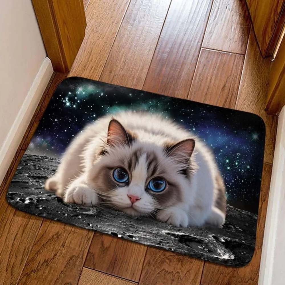 Cat Pattern Optical Illusion Doormat Water-absorbing 40×60CM Bathroom Carpet Non-slip Durable Bedroom Door Rug Home Decor