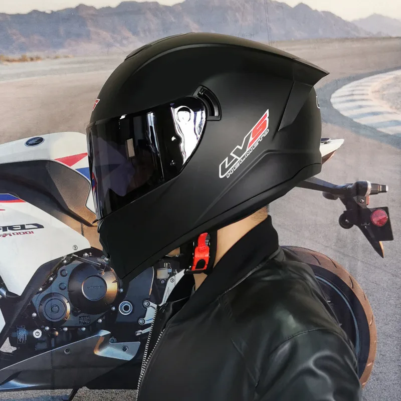 خوذة سيارة كهربائية LVS للجنسين للفصول الأربعة قاطرة مضادة للضباب خوذة كاملة شخصية سباق رمادية رائعة للخريف والشتاء #5