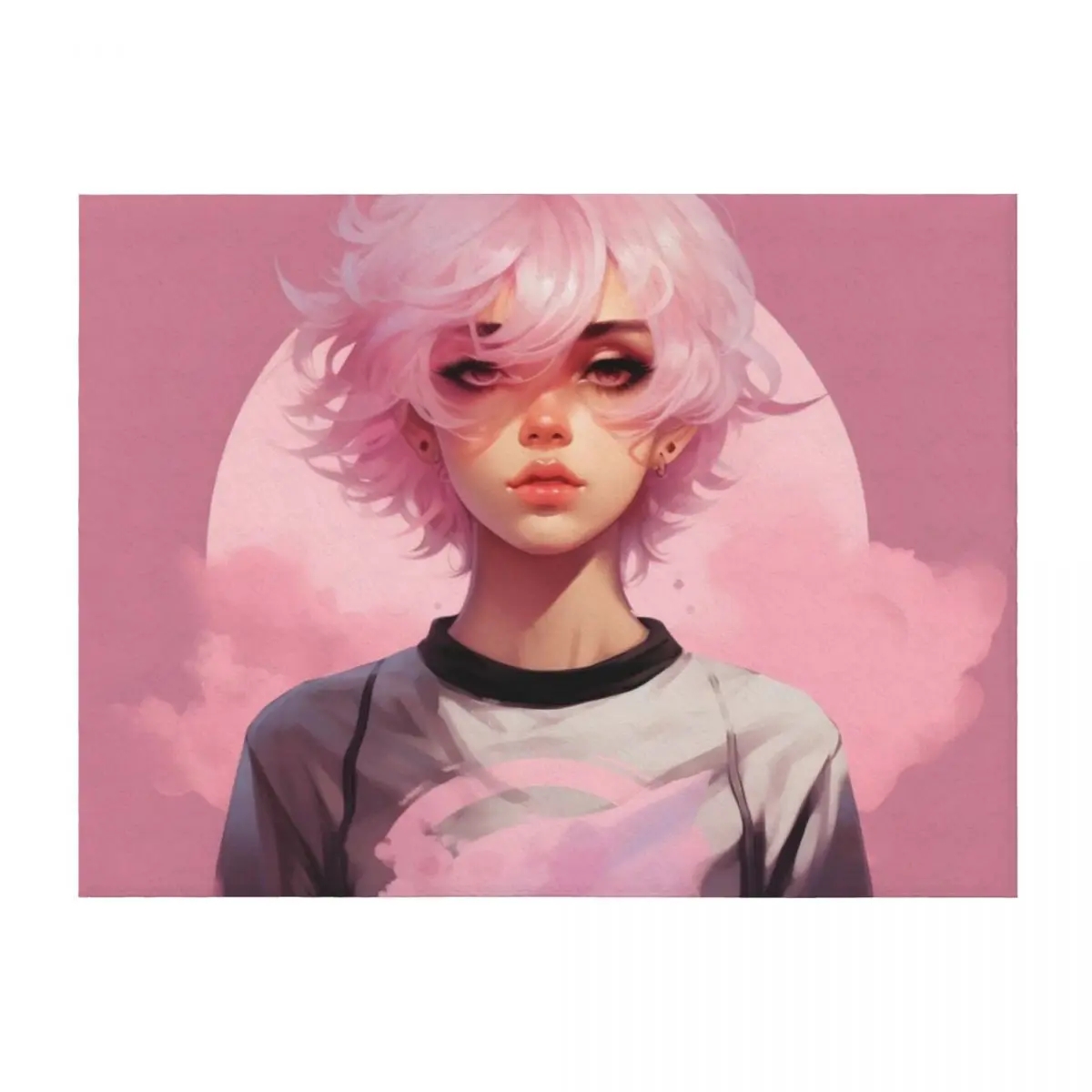 

Femboy Pastelgoth Pink Boi Anime Character Throw Blanket Flannels for winter Tourist Soft Blankets