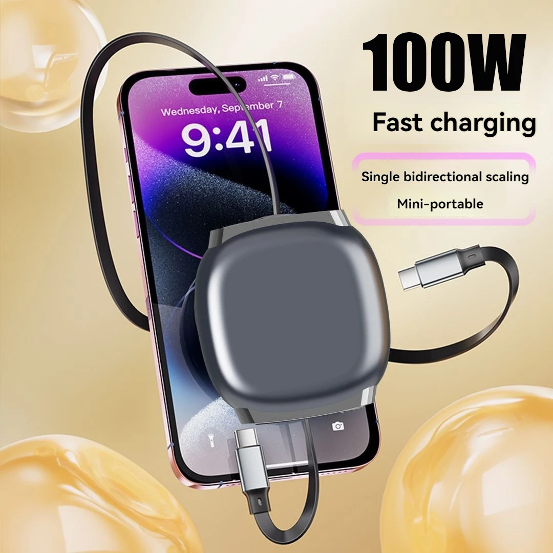 

100w 6a Super Fast Charge Type C Retractable Cable Quick Charge 1M Usb Cable Usb C to C Charger Cable