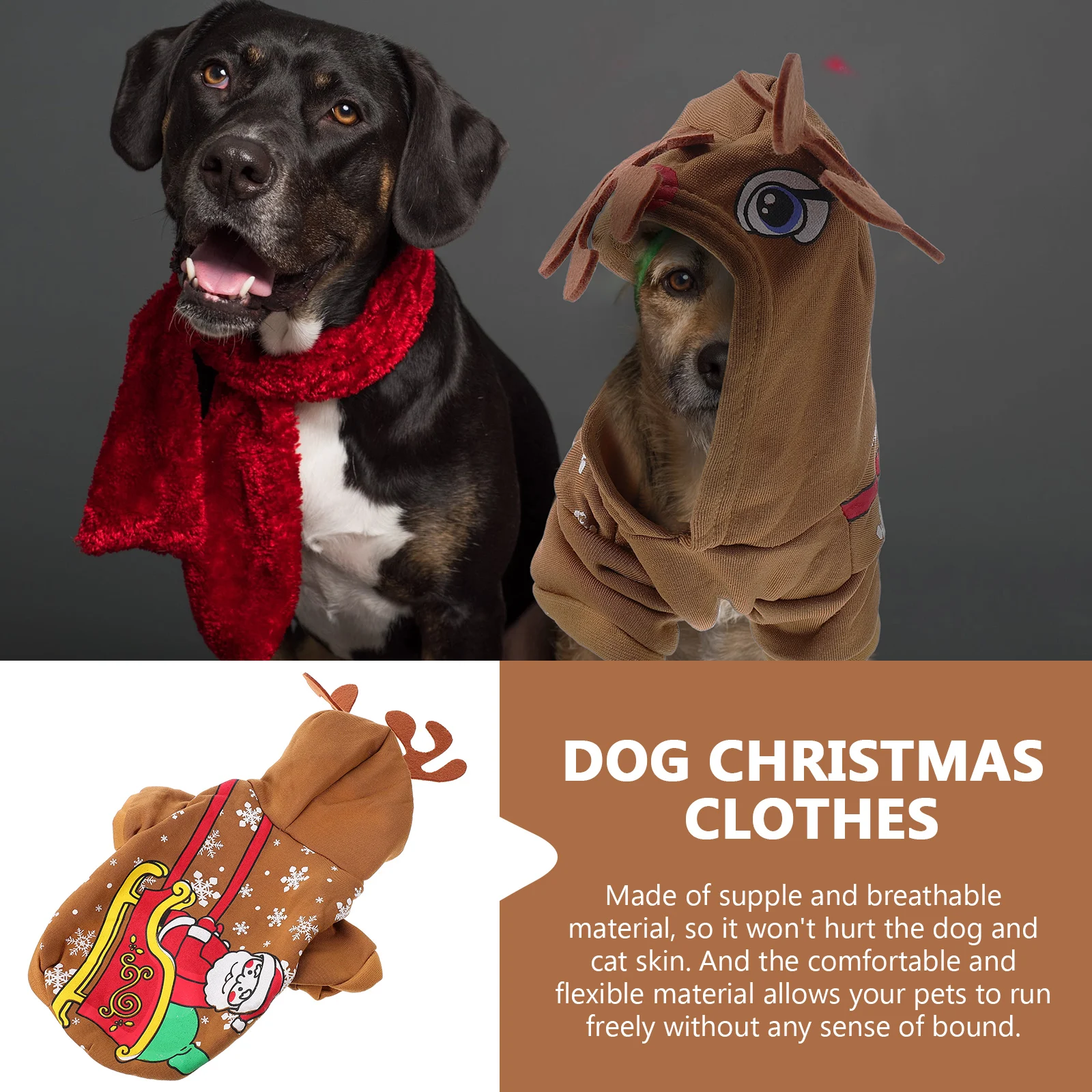 

Small Dog Sweater Pet Coat Costumes Funny Dress Christmas Brown Outfits for Dogs