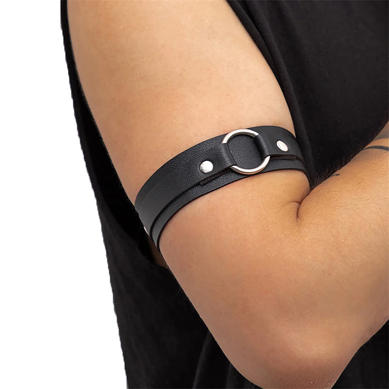 Men Sexy PU Leather Armband Bracelet Harness Belts Adjustable Bondage Arm