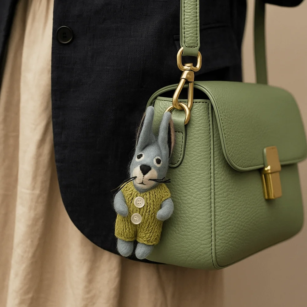 

Creative Rabbit Wool Felt Animal Pendant Nepal Little Pig Rabbit Keyring Bear Puppy Cartoon Keychain Bag Hanging