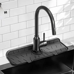 Silicone Kitchen Sink Splash Guard, Large Faucet Mat, Premium Draining Mat, Adjustable Faucet Protector for Kitchen & Bathroom