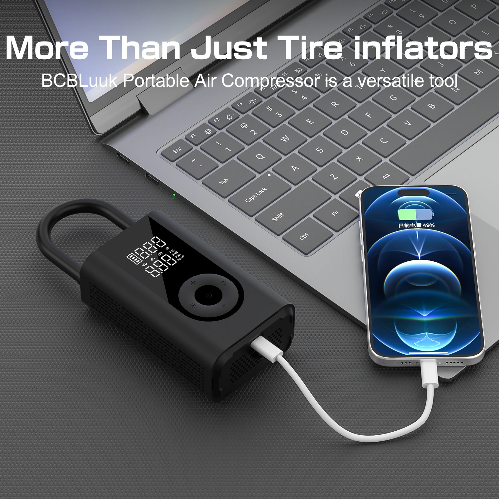 SXLL DWON مضخة هواء أوتوماتيكية رقمية محمولة صغيرة لاسلكية ضاغط هواء للسيارة منفاخ لإطارات السيارة مضخة كرة القدم والدراجة #6