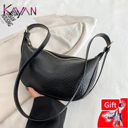 2023 Lichee Leather Women Shoulder Bag Solid Color Versatile Crossbody Bag Female Casual Underarm Dumpling Bag Ladies Moon Bag