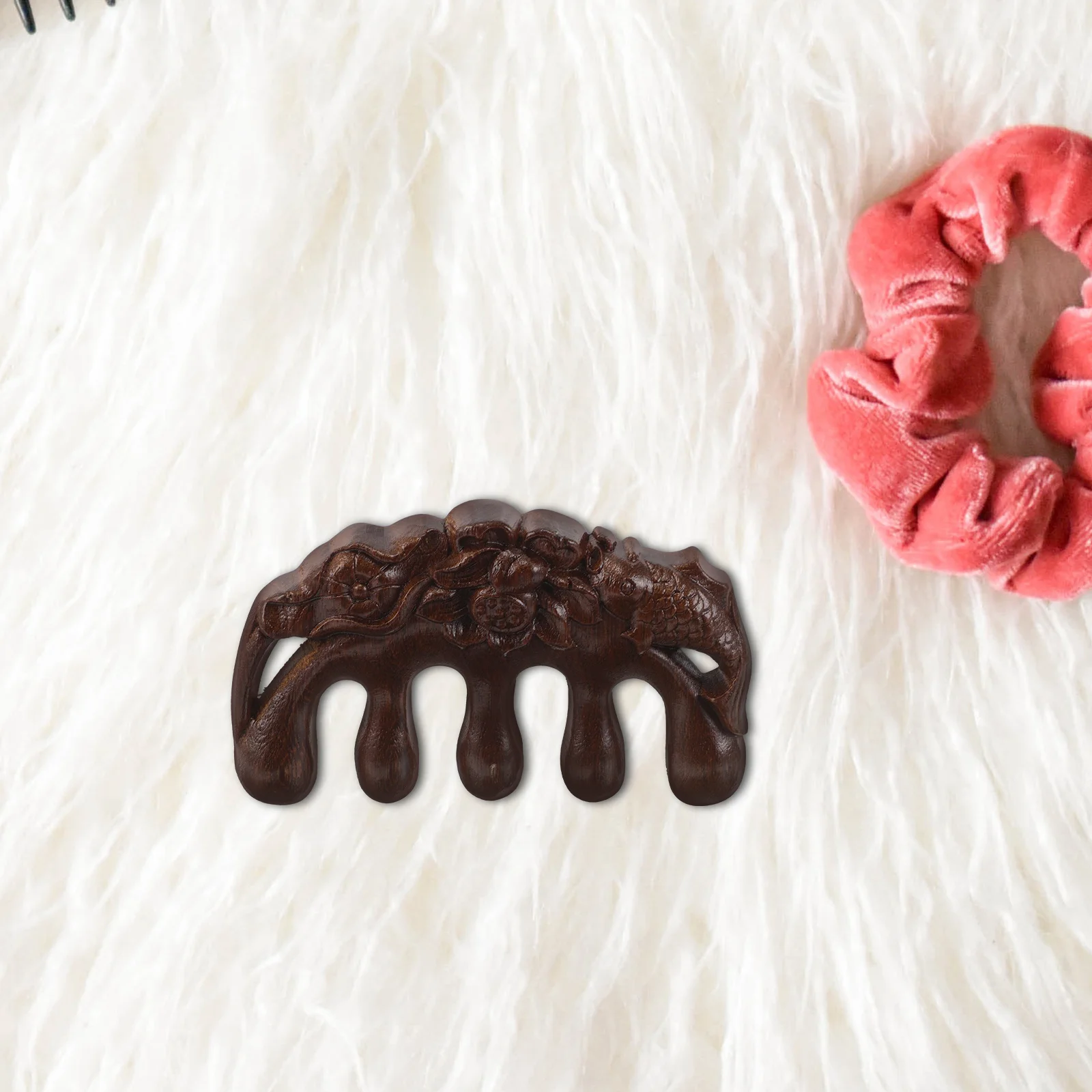 

Premium Black Sandalwood Comb Smooth Teeth Anti-Static Portable Scalp Caring Massage Tool for Long Thick Wet Dry Hair